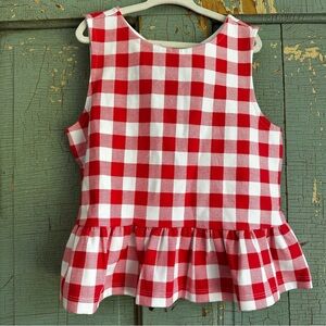 New without tags Janie And Jack Gingham Peplum Top in Island Punch Red Ruffle 10